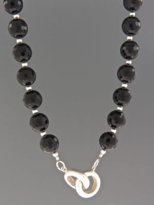 Onyx Necklace - 10mm round faceted stones - OX088