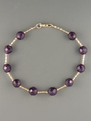 Amethyst Bracelet - 8mm faceted stones - A953