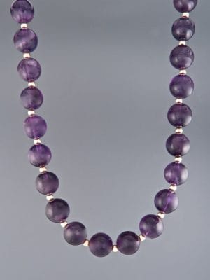 Amethyst Necklace - 10mm round stones with 3mm beads - A109
