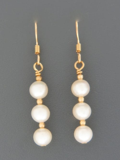 6mm White Pacific Pearl Earrings - 14ct Gold Filled - YW63G