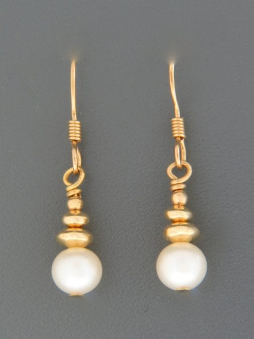 6mm White Pacific Pearl Earrings - 14ct Gold Filled - YW6UG