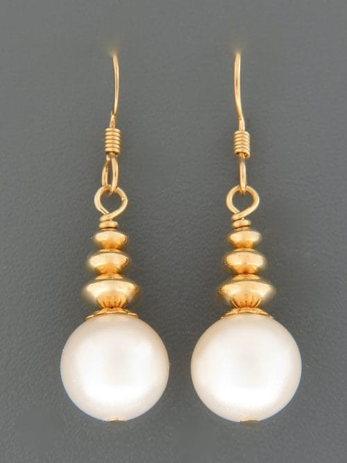 10mm White Pacific Pearl Earrings - 14ct Gold Filled - YW10UG