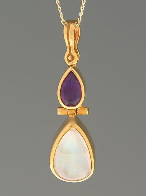 Moonstone & Amethyst Pendant - Gold Vermeil - A320GV