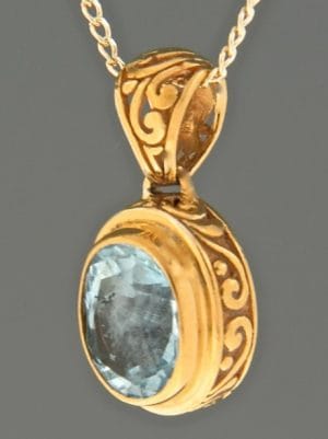 Blue Topaz Pendant - Gold Vermeil - BT414GV