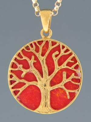 Red Coral Pendant - Gold Vermeil - CO311GV