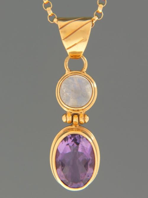Amethyst & Moonstone Pendant - Gold Vermeil - A494GV
