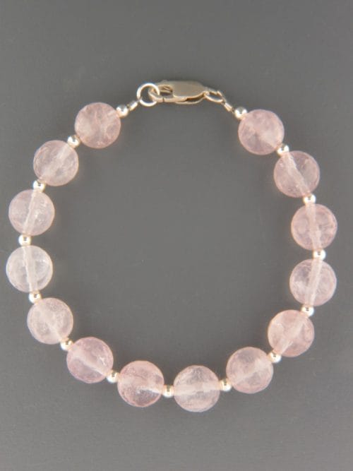 Rose Quartz Bracelet - 10mm round faceted stones - RQ919