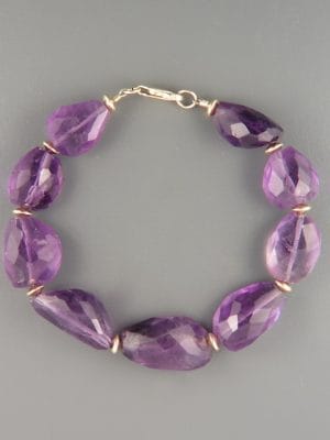 Amethyst Bracelet - irregular faceted stones - A960