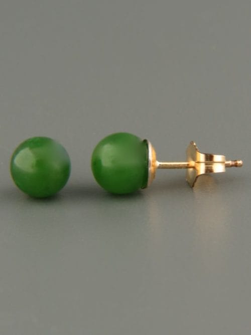 Jade Earrings - Gold stud - 6mm stones - J504G