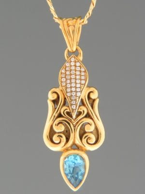Blue Topaz Pendant - Gold Vermeil - BT399GV