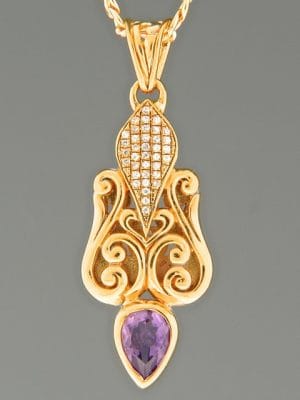 Amethyst Pendant with Zircon - Gold Vermeil - A317GV