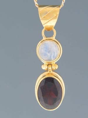 Garnet & Moonstone Pendant - Gold Vermeil - G377GV
