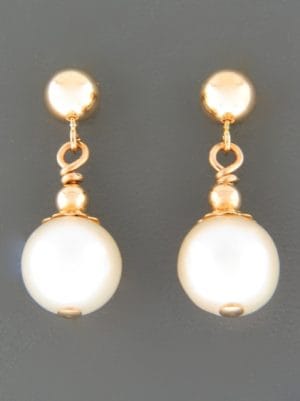 8mm White Pacific Pearl stud Earrings - 14ct Gold Filled - YW8ZZG