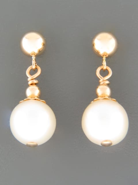 8mm White Pacific Pearl stud Earrings - 14ct Gold Filled - YW8ZZG