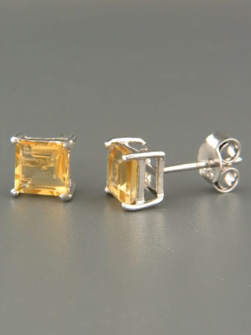 Citrine Earrings - Sterling Silver stud - 6mm stones - C501