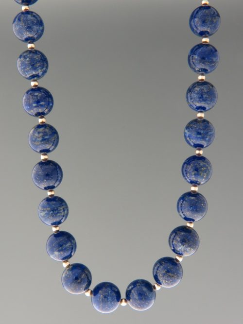 Lapis Lazuli Necklace - 12mm stones with Gold beads - LL041