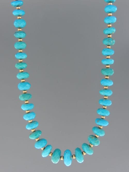 Turquoise Necklace - faceted roundels with 3mm round beads - TQ008