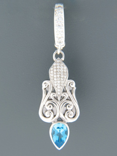Blue Topaz Enhancer Pendant - Sterling Silver - BT399E