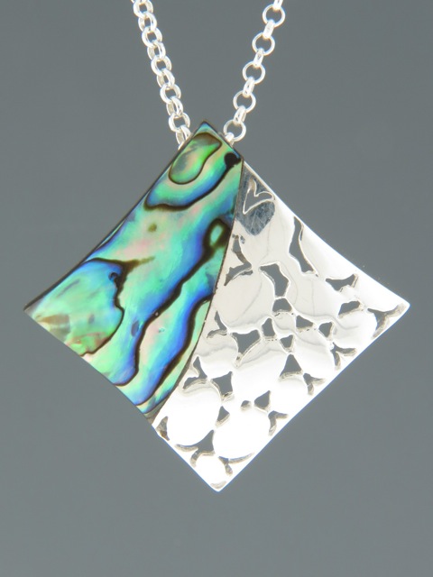 Paua Shell Pendant - Sterling Silver - PA324