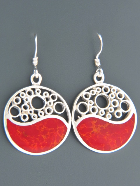 Red Coral Earrings - Sterling Silver - CO501