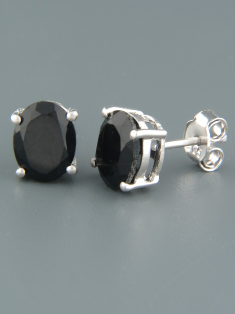 Onyx Earrings - Sterling Silver stud - 7x9mm stones - OX514