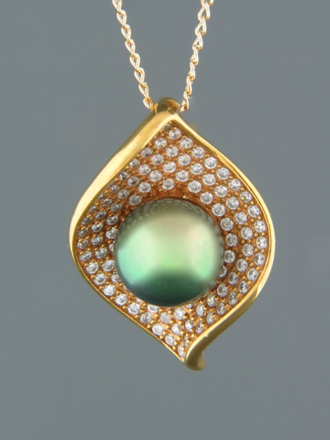 Pacific Pearl Pendant with Zircon - Gold Vermeil - Y318GV