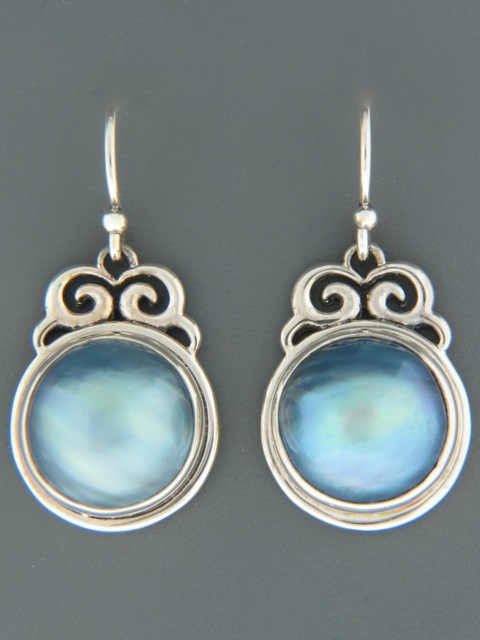 Mussel Pearl Earrings - Sterling Silver - Y667