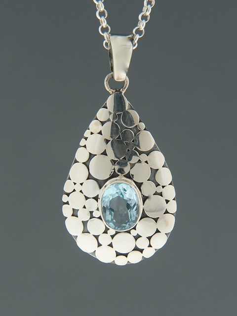 Blue Topaz Pendant - Sterling Silver - BT424