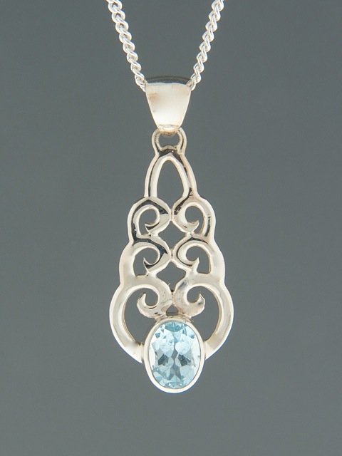 Blue Topaz Pendant - Sterling Silver - BT415