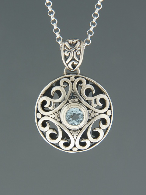 Blue Topaz Pendant - Sterling Silver - BT423