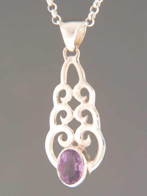 Amethyst Pendant - Sterling Silver - A340