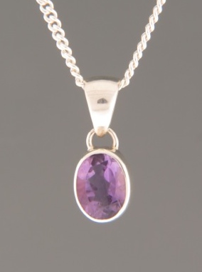 Amethyst Pendant - Sterling Silver - A343