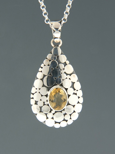 Citrine Pendant - Sterling Silver - C396