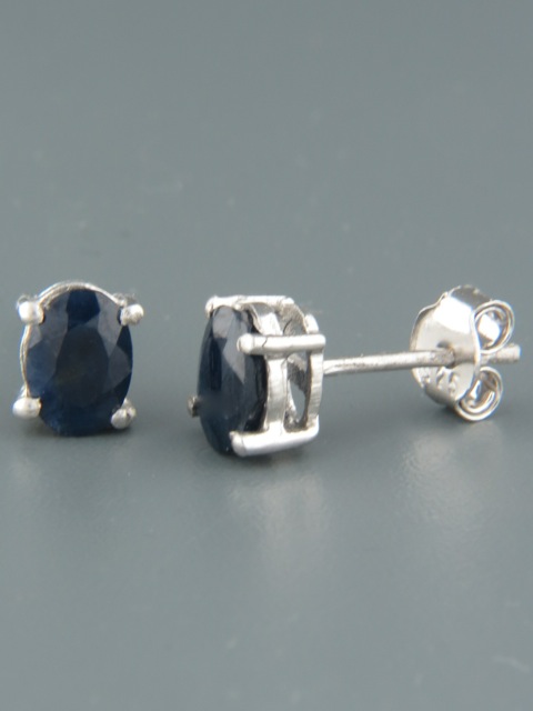 Sapphire Earrings - Sterling Silver stud - 5x7mm stones - S502