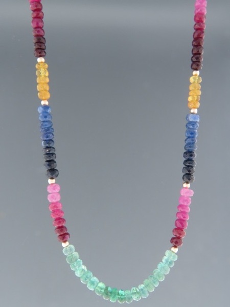 Ruby, Emerald & Sapphire Necklace - 45cm - X024