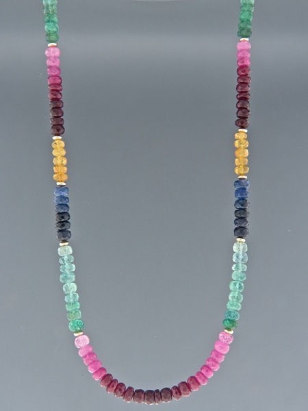 Ruby, Emerald & Sapphire Necklace - 50cm - X021