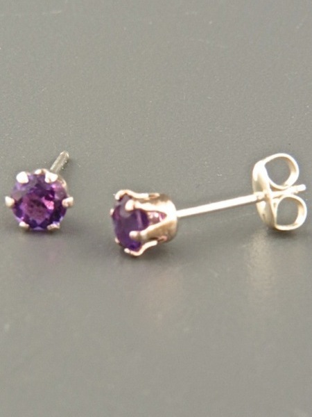 Amethyst Earrings - Sterling Silver stud - 4mm stones - A504