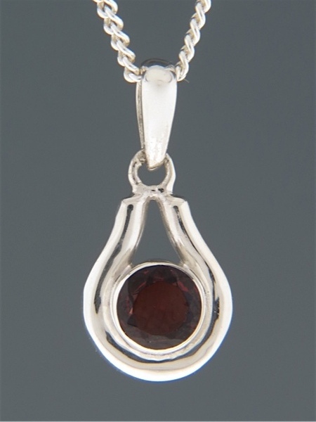 Garnet Pendant - Sterling Silver - G305