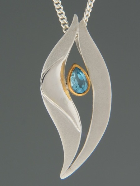 Blue Topaz Pendant - Sterling Silver - BT325