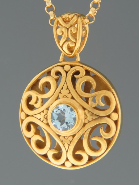 Blue Topaz Pendant - Gold Vermeil - BT423GV