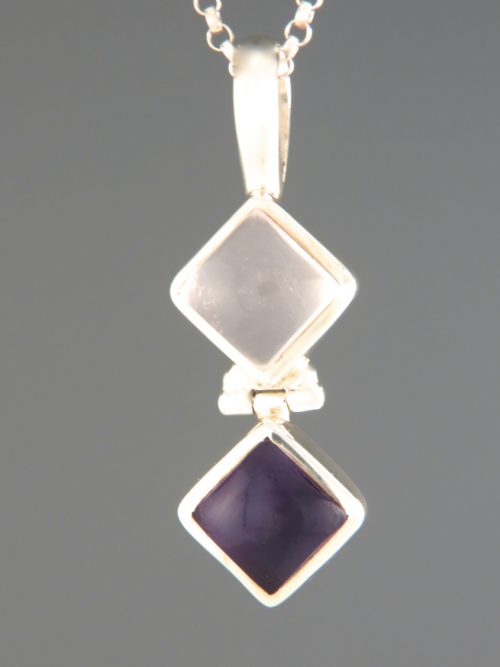 Rose Quartz & Amethyst Pendant - Sterling Silver - RQ350