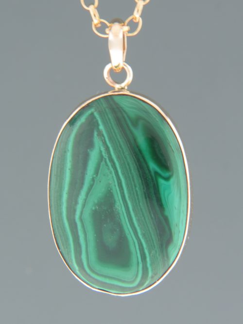 Malachite Pendant - 9ct Gold - M323