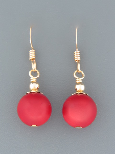 Red Coral Earrings - 14ct Gold Filled - 10mm stones - CO510G