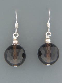 Smokey Quartz Earrings - Sterling Silver - 12mm stones - SQ515