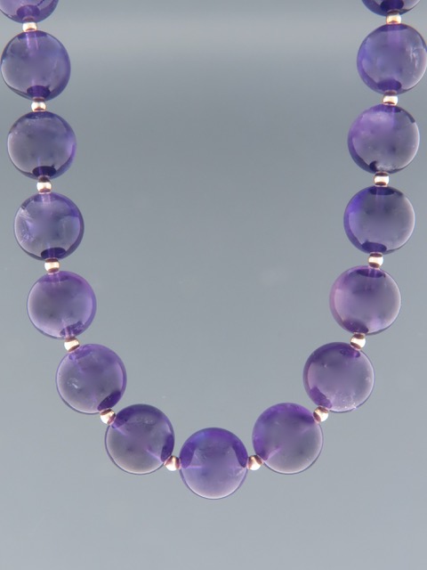 Amethyst Necklace - 14mm round stones - A014