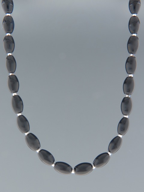 Onyx Necklace with Silver beads - OX014