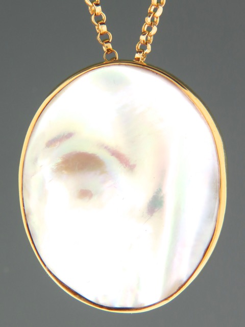 Mussel Pearl Pendant and Brooch - Gold Vermeil - Y315GV