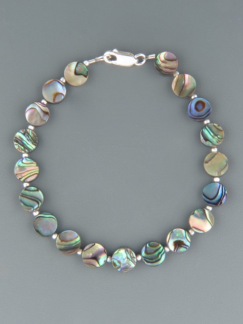 Paua Shell Bracelet with Silver beads - PA908