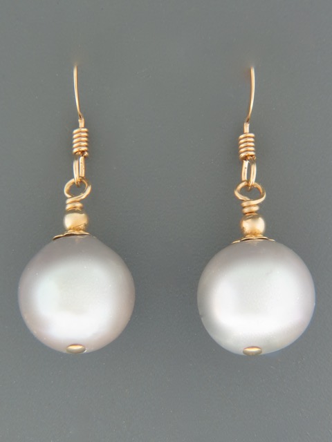 12mm Silver Pearl Earrings - 14ct Gold Filled - YS12G