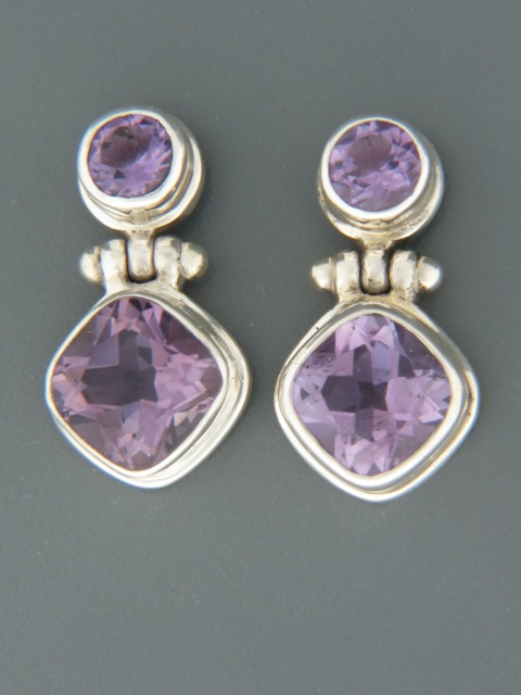 Amethyst Earrings - Sterling Silver stud - A509